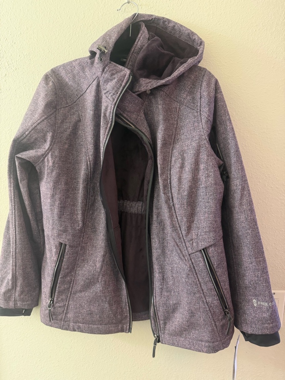 Heathered Plum Hooded Softshell Jacket
